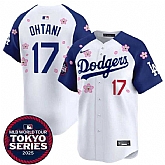 Men's Los Angeles Dodgers #17 Shohei Ohtani White Royal 2025 Tokyo Series Limited Stitched Jersey Dzhi,baseball caps,new era cap wholesale,wholesale hats